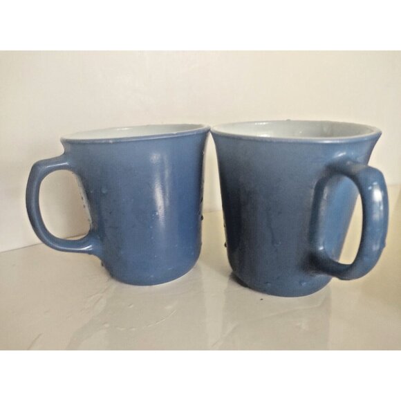 Vintage Pyrex USA Microwave Safe Blue Coffee Mugs Set of 2 - Picture 7 of 9